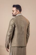 Olive Floral Vest & Kurta Set