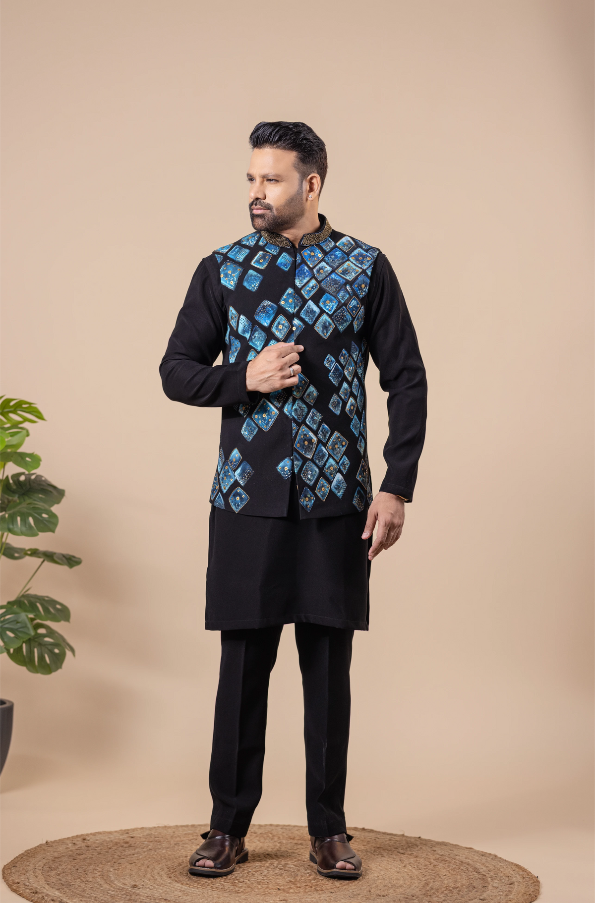 Midnight Blue Diamond Jacket Set