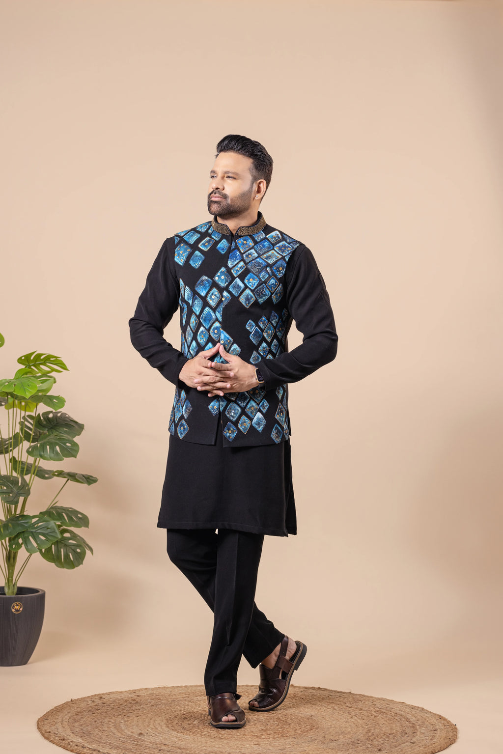Midnight Blue Diamond Jacket Set