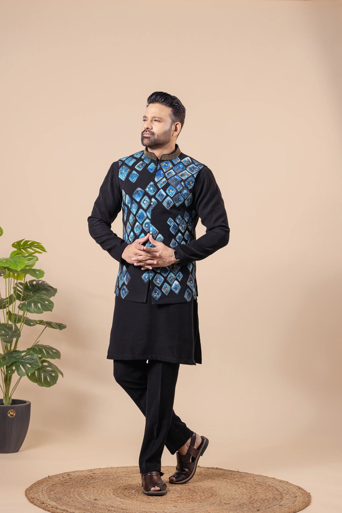 Midnight Blue Diamond Jacket Set