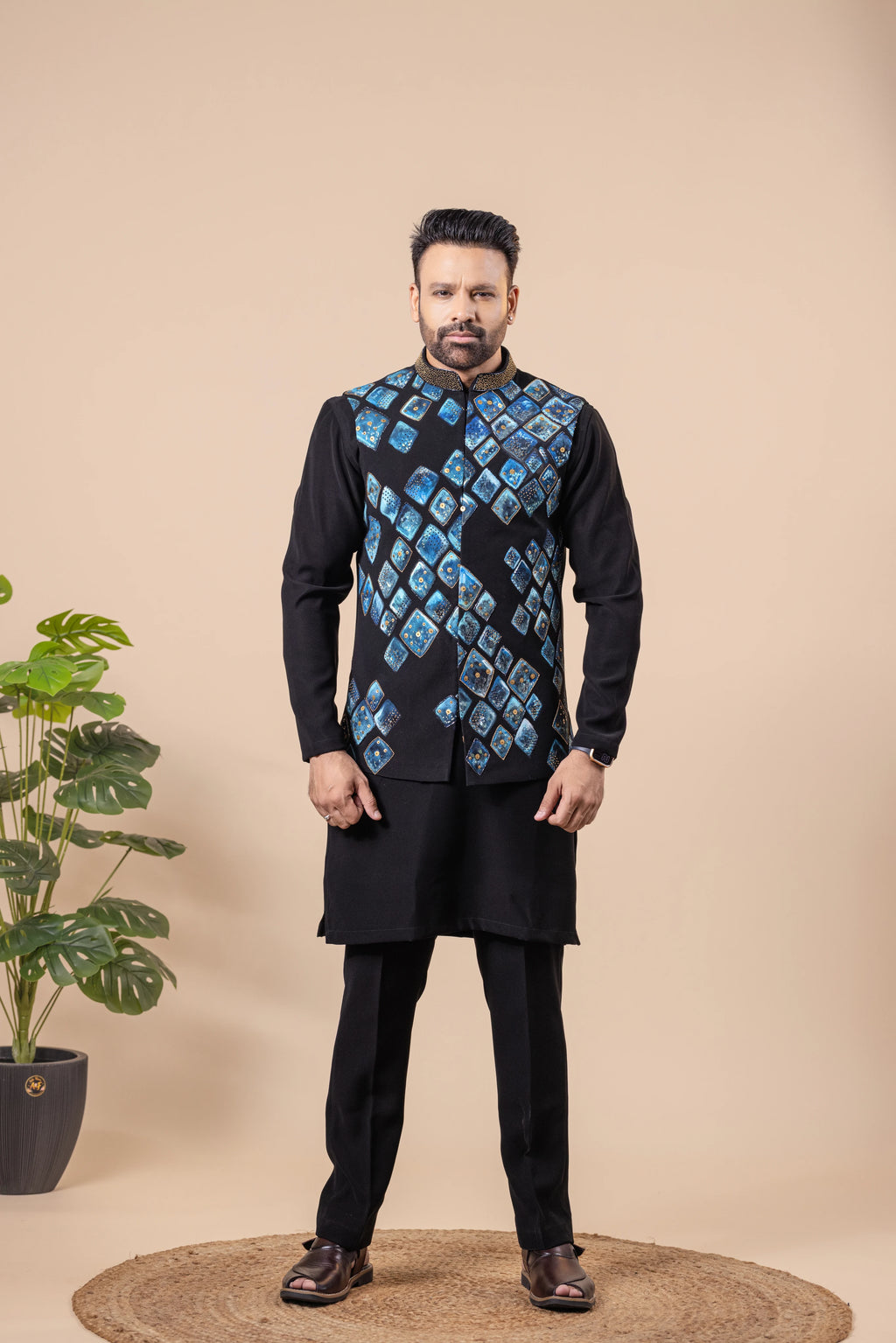 Midnight Blue Diamond Jacket Set