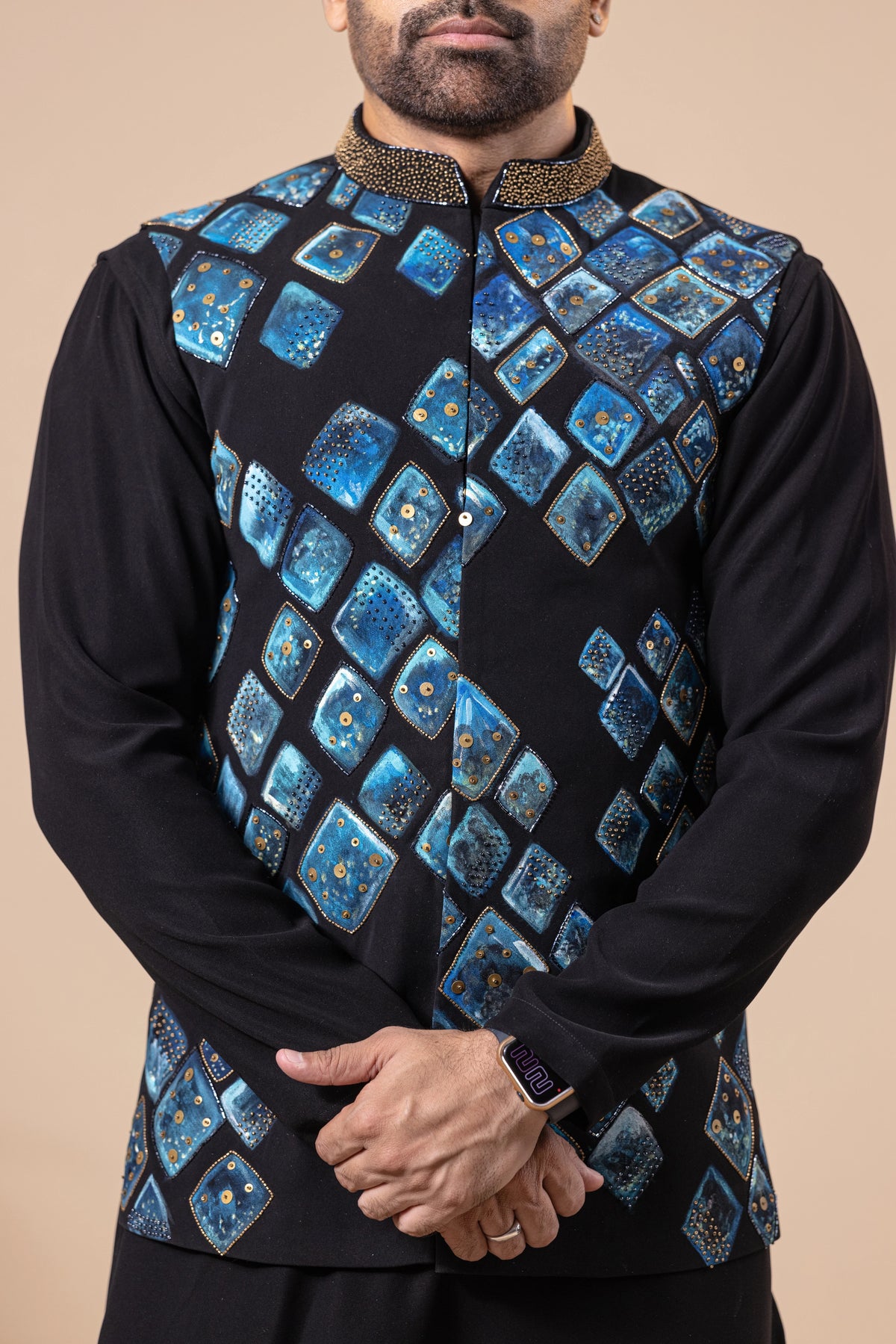 Midnight Blue Diamond Jacket Set