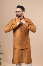 Copper Embroidered Pocket Vest & Kurta Set