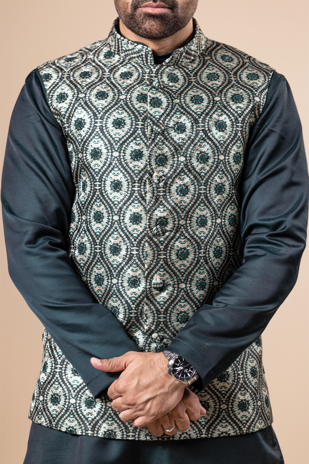 Emerald Ogee Vest & Kurta Set