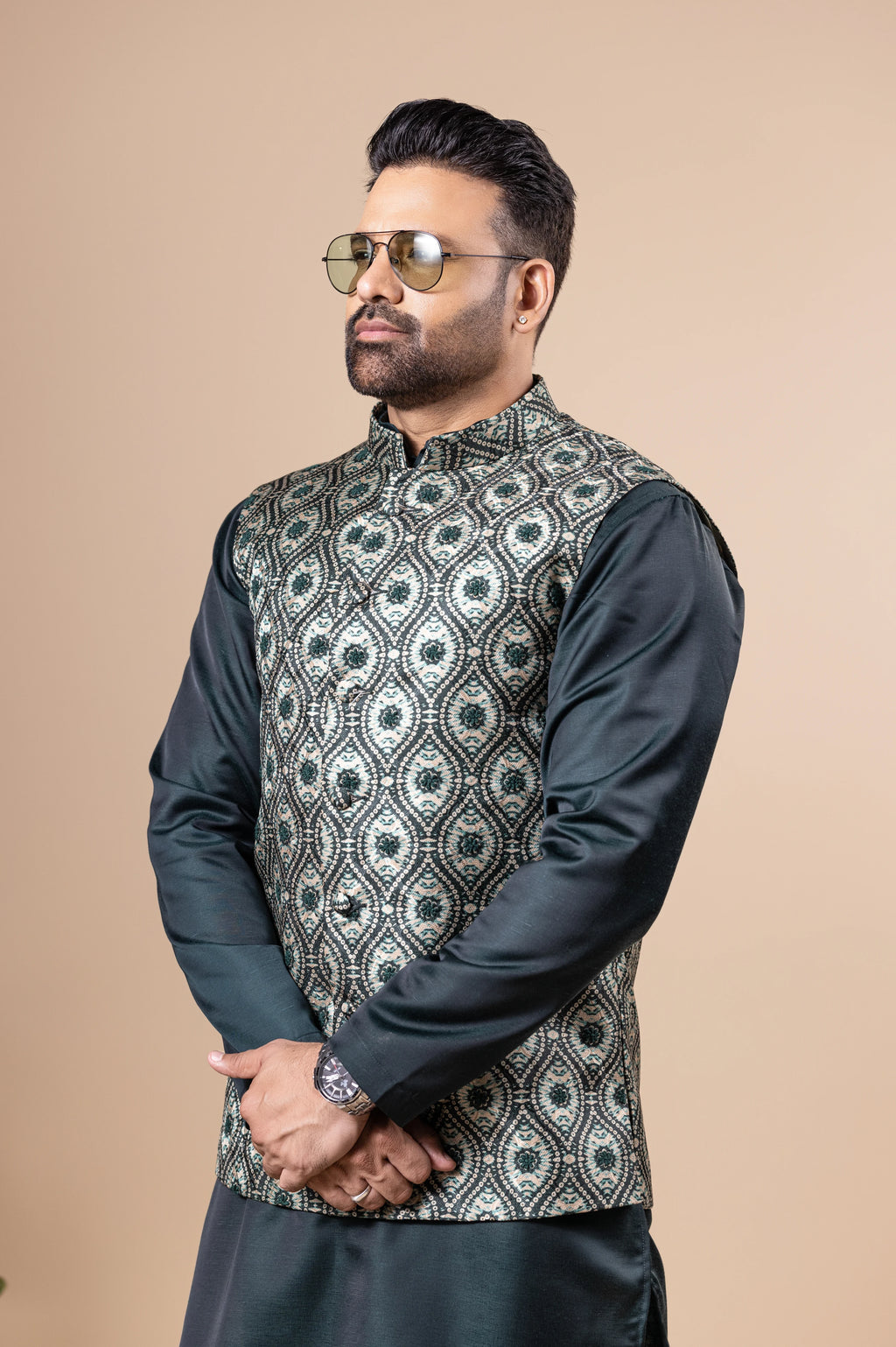 Emerald Ogee Vest & Kurta Set