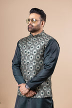 Emerald Ogee Vest & Kurta Set