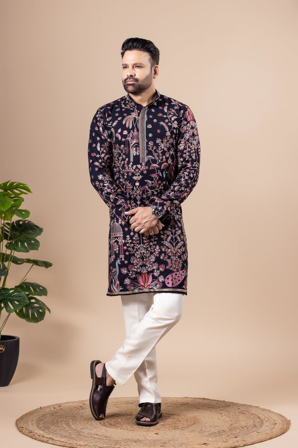 Midnight Mughal Garden Kurta Set