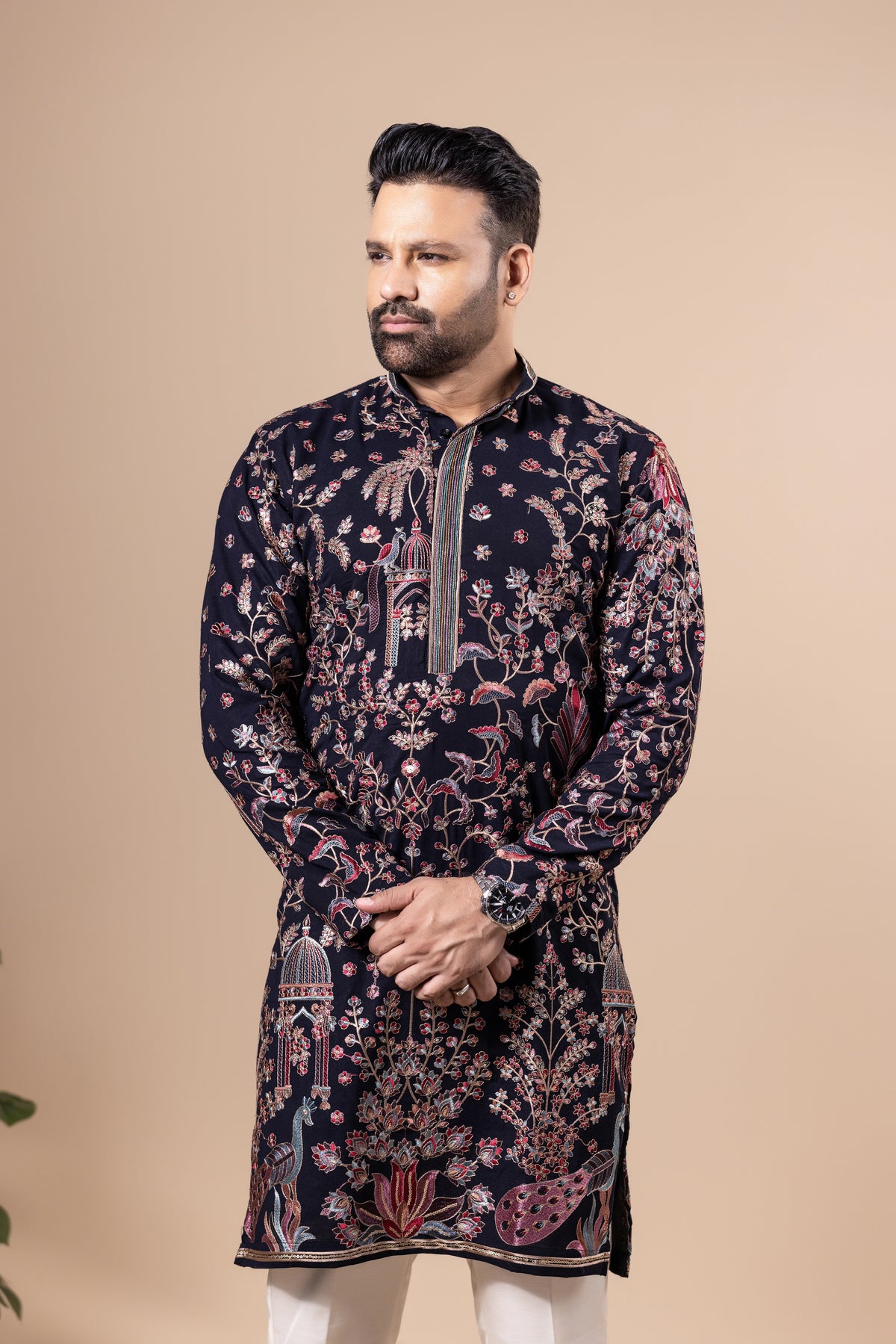 Midnight Mughal Garden Kurta Set