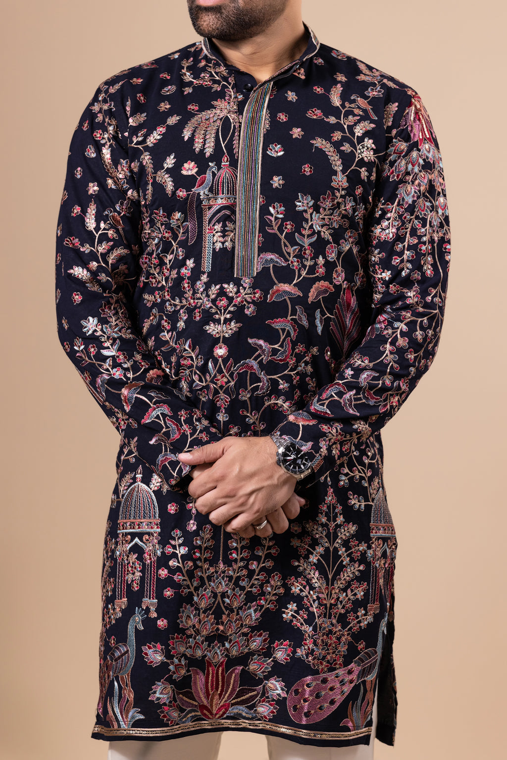 Midnight Mughal Garden Kurta Set