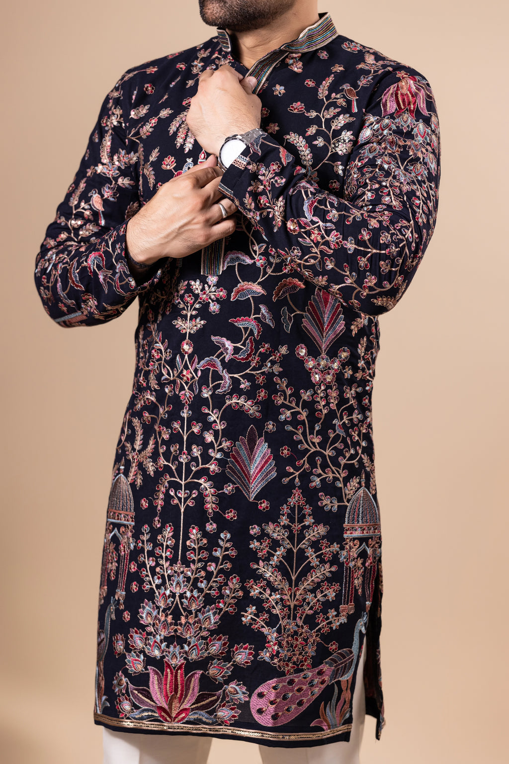 Midnight Mughal Garden Kurta Set