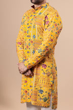 Mustard Patchwork Floral Kurta Set