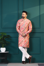 Coral Brushstroke Vest & Kurta Set