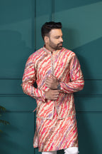 Coral Brushstroke Vest & Kurta Set