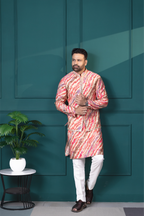 Coral Brushstroke Vest & Kurta Set