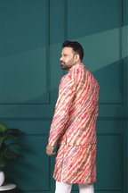 Coral Brushstroke Vest & Kurta Set
