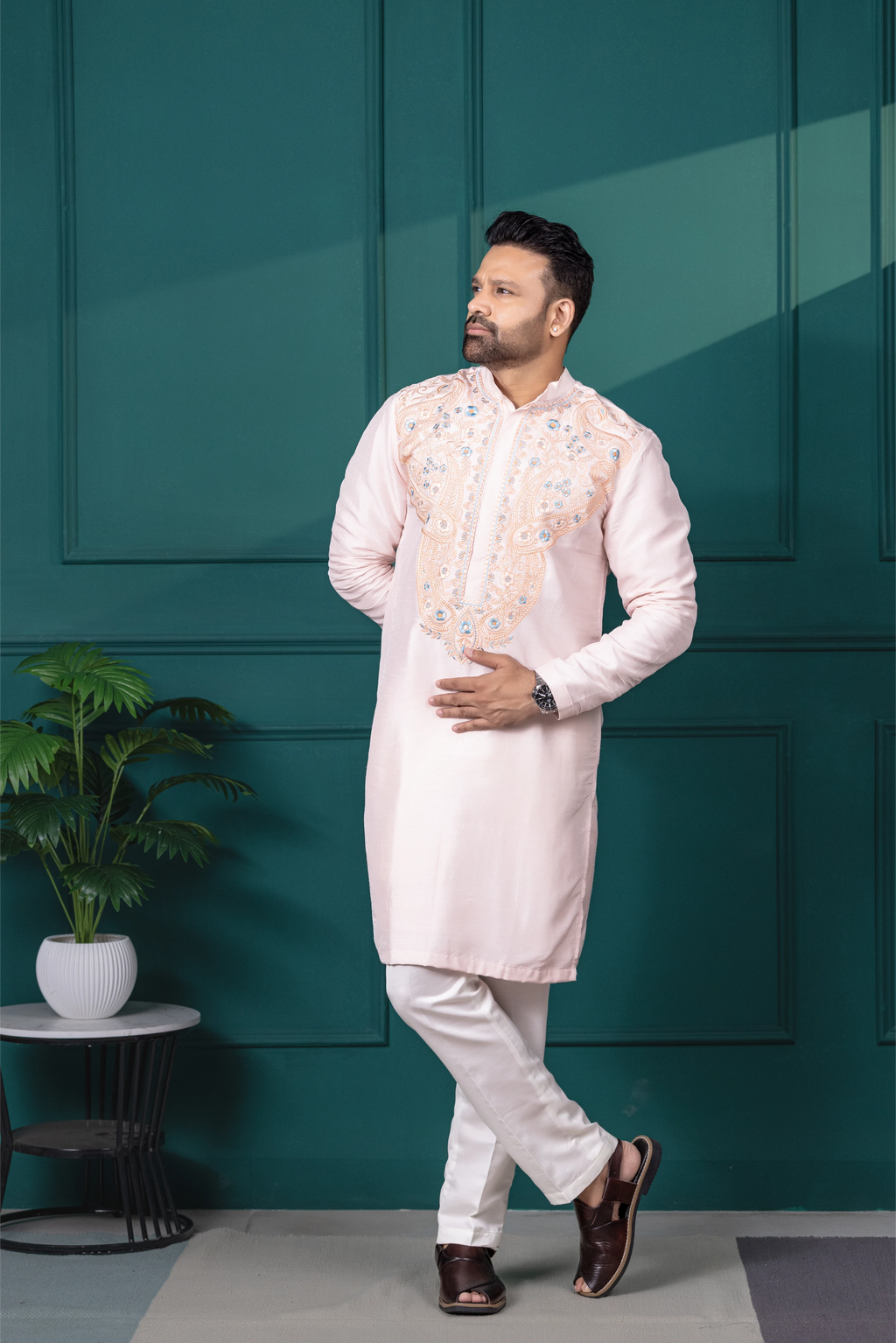 Blush Pink Embroidered Kurta Set