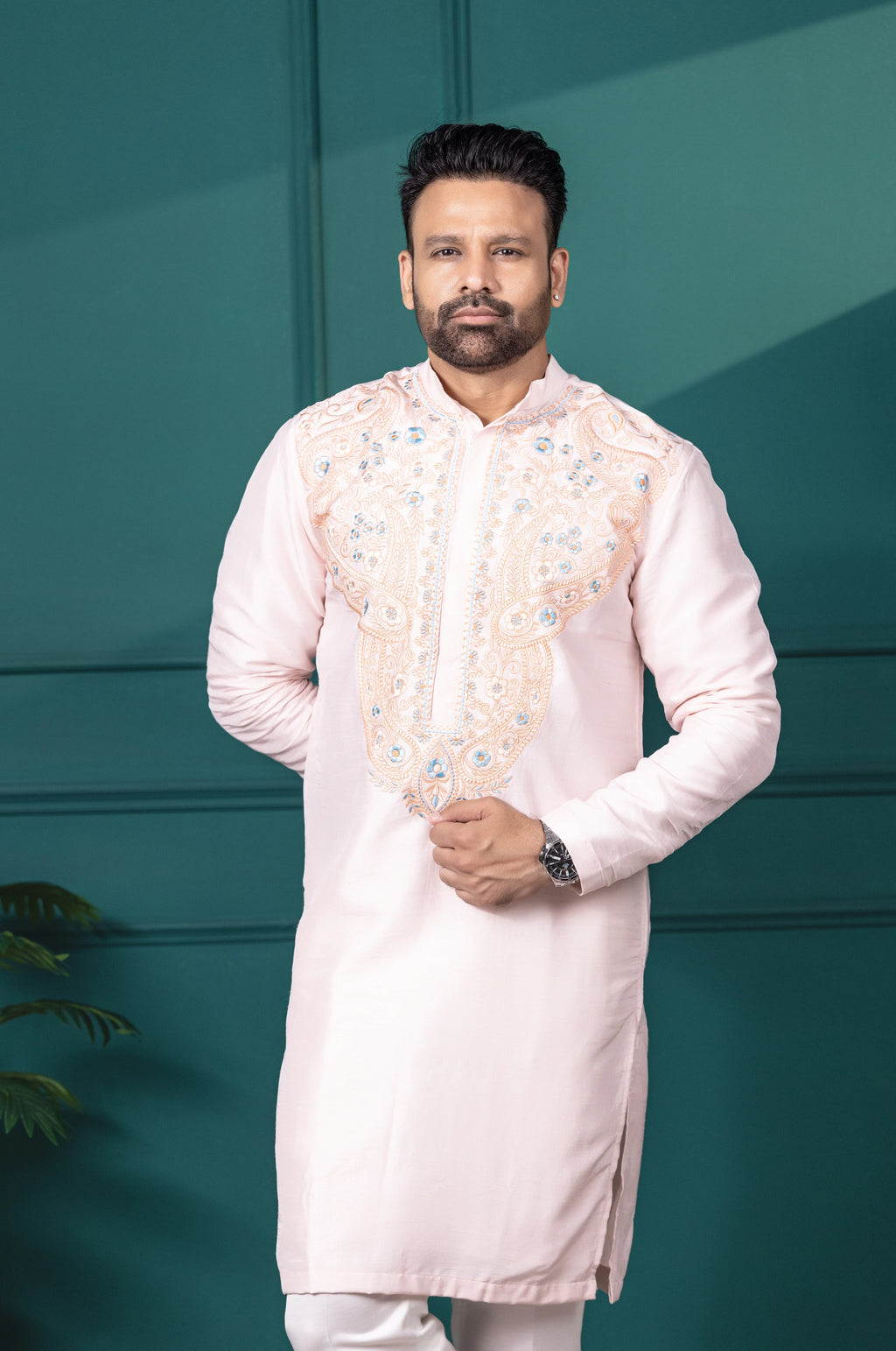 Blush Pink Embroidered Kurta Set