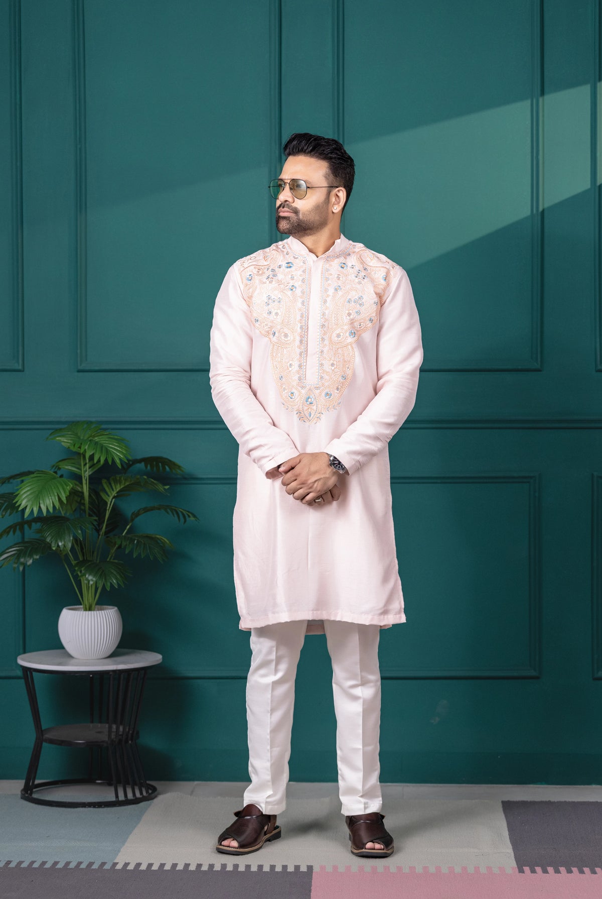 Blush Pink Embroidered Kurta Set