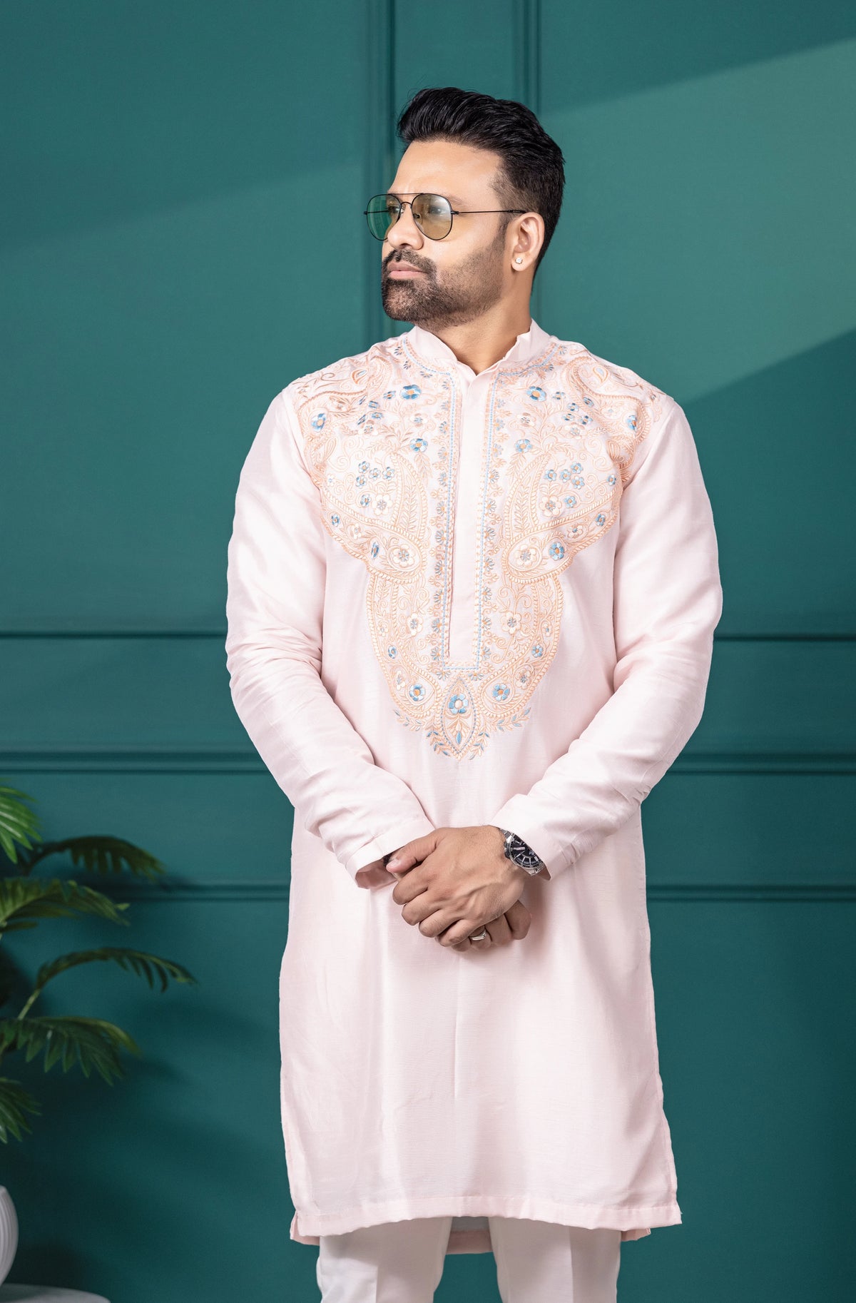 Blush Pink Embroidered Kurta Set