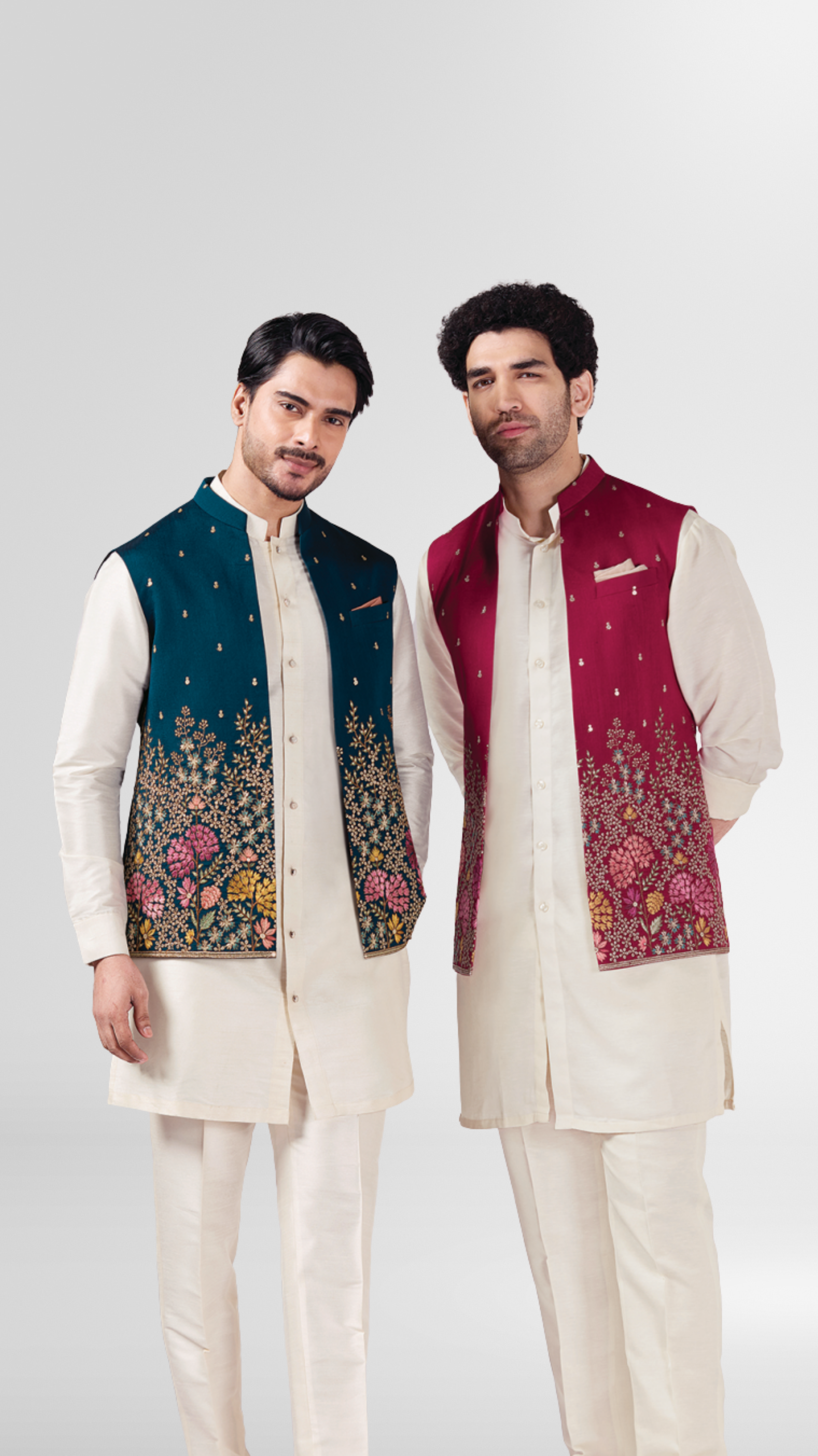 Bold Floral Vest & Kurta Set