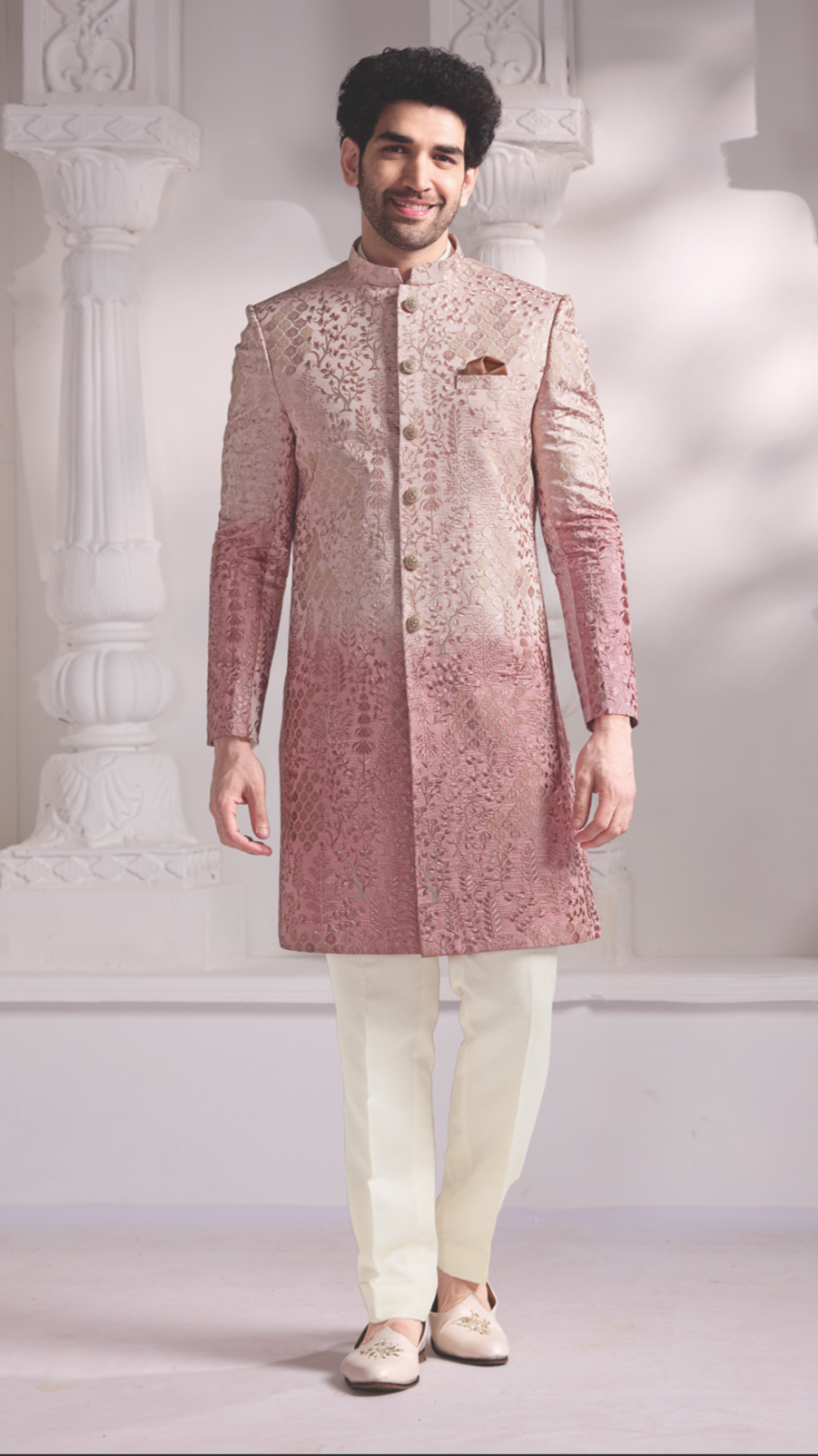 Pink Ombre Pattern Indo-Western Set