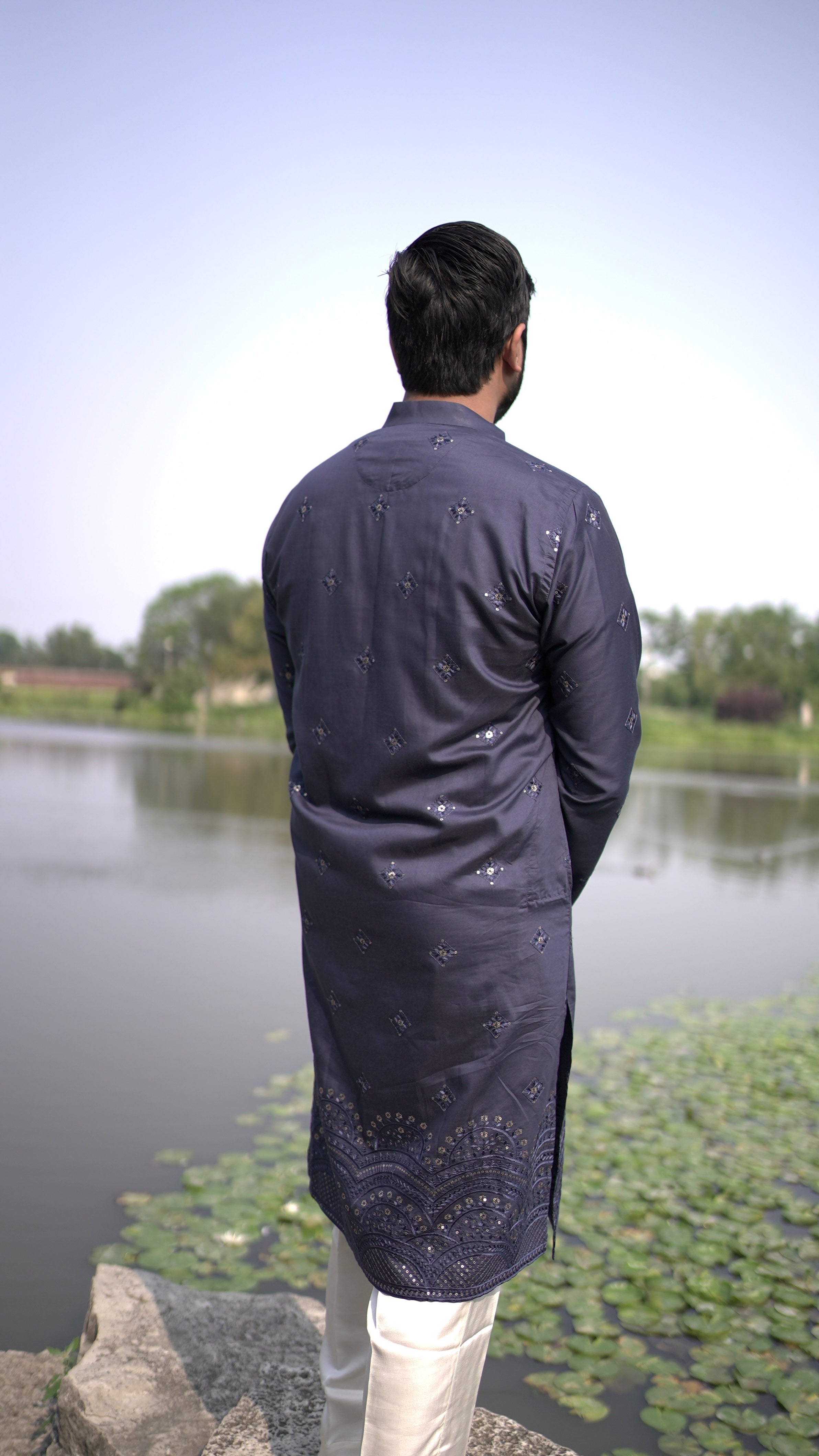 Blue Sequined Kurta