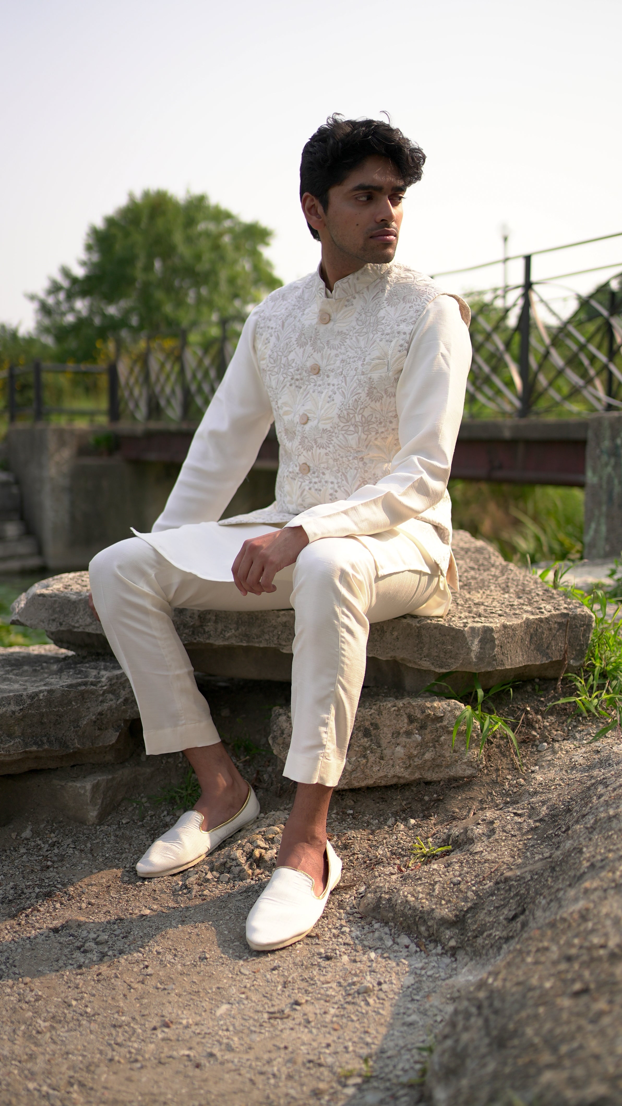 Ivory Vest and Kurta Set