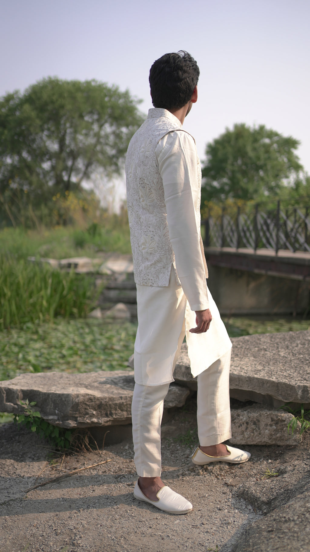 Ivory Vest and Kurta Set
