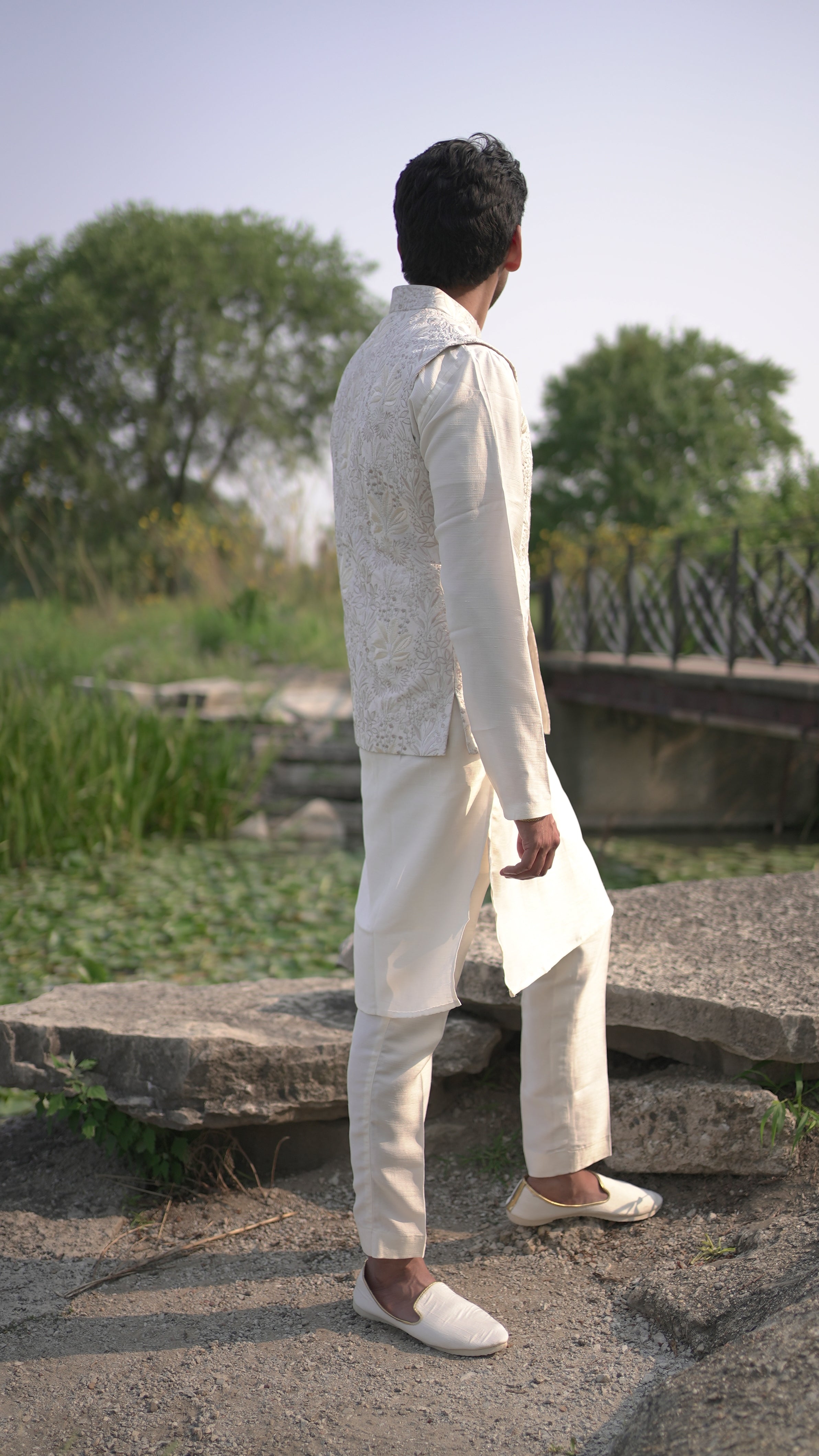 Ivory Vest and Kurta Set