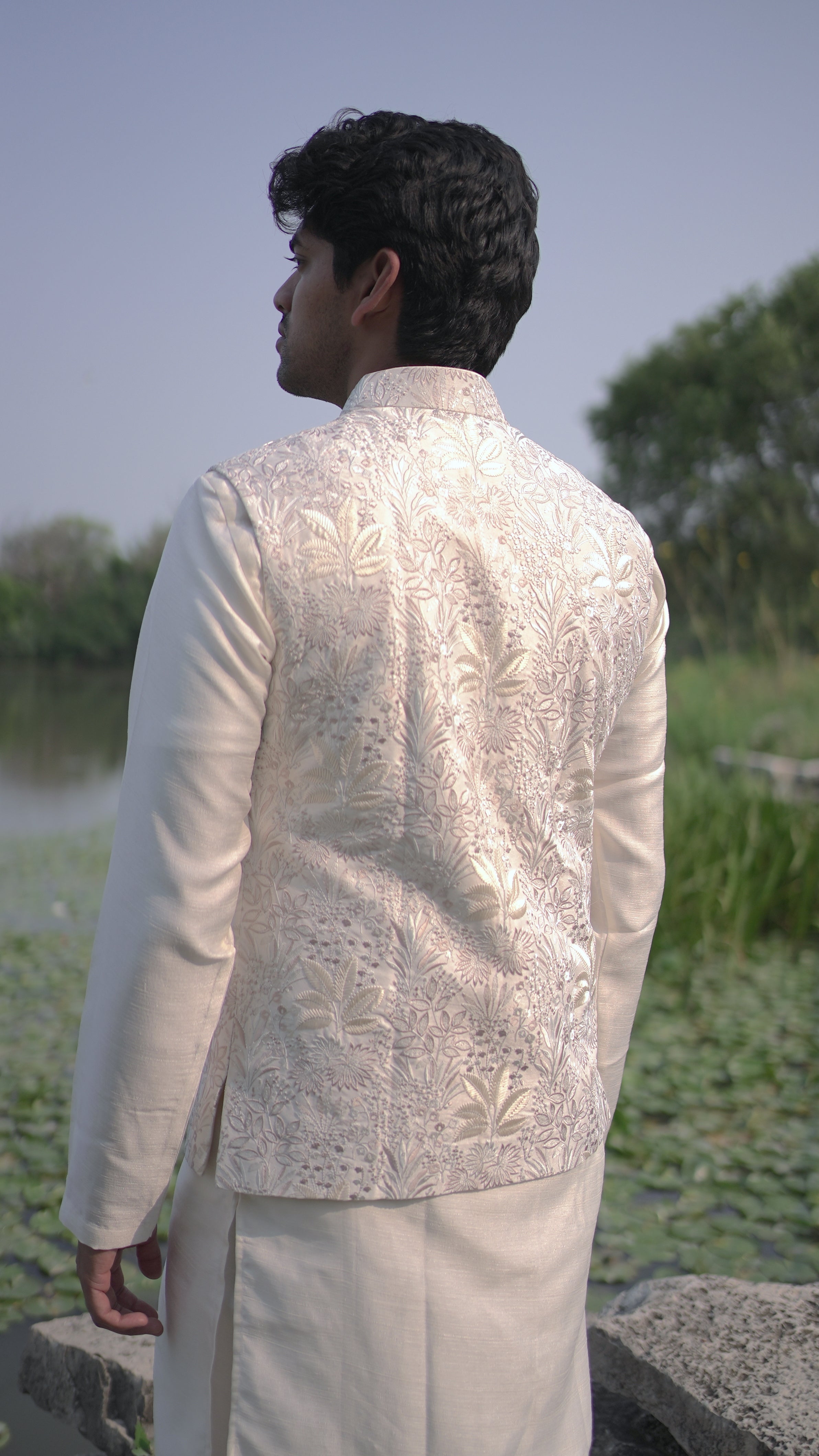 Ivory Vest and Kurta Set