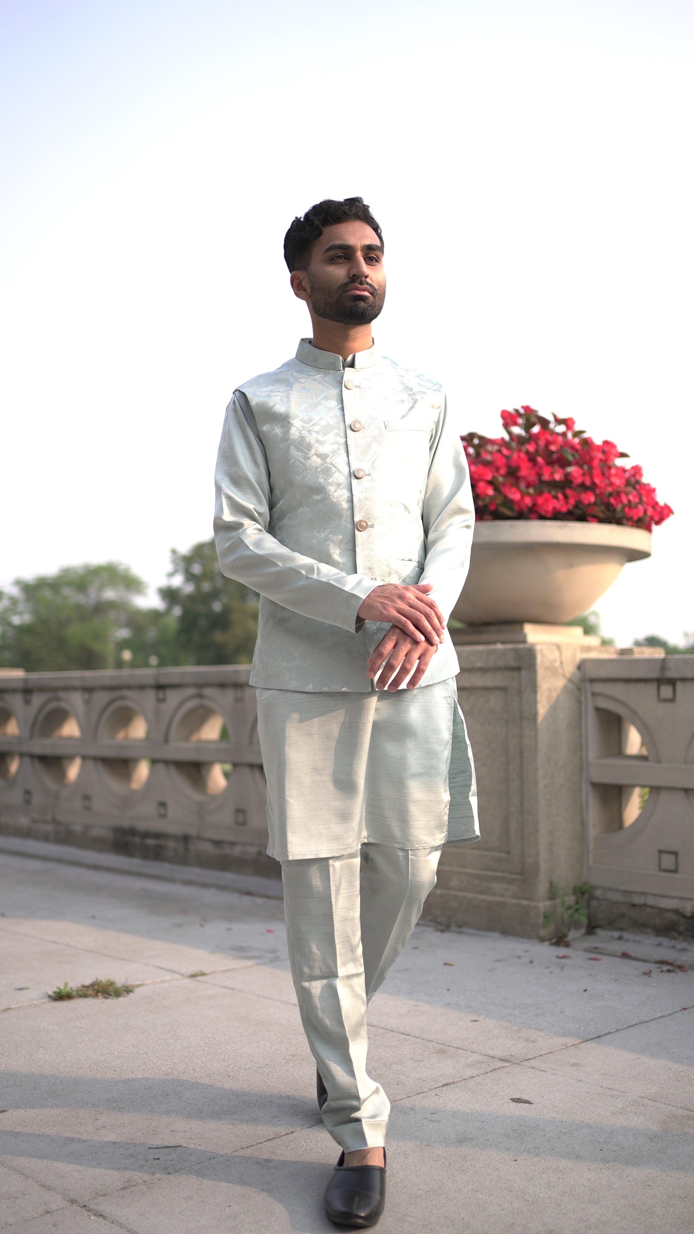 Pastel Green Vest and Kurta Set