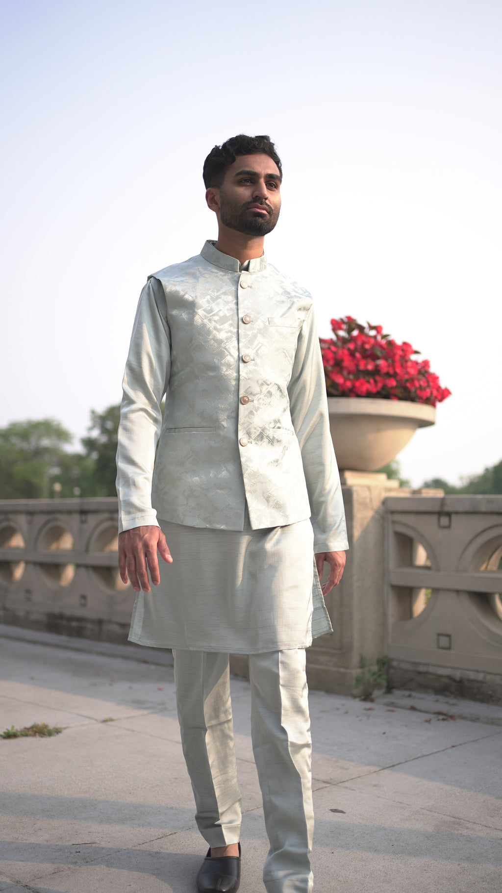 Pastel Green Vest and Kurta Set