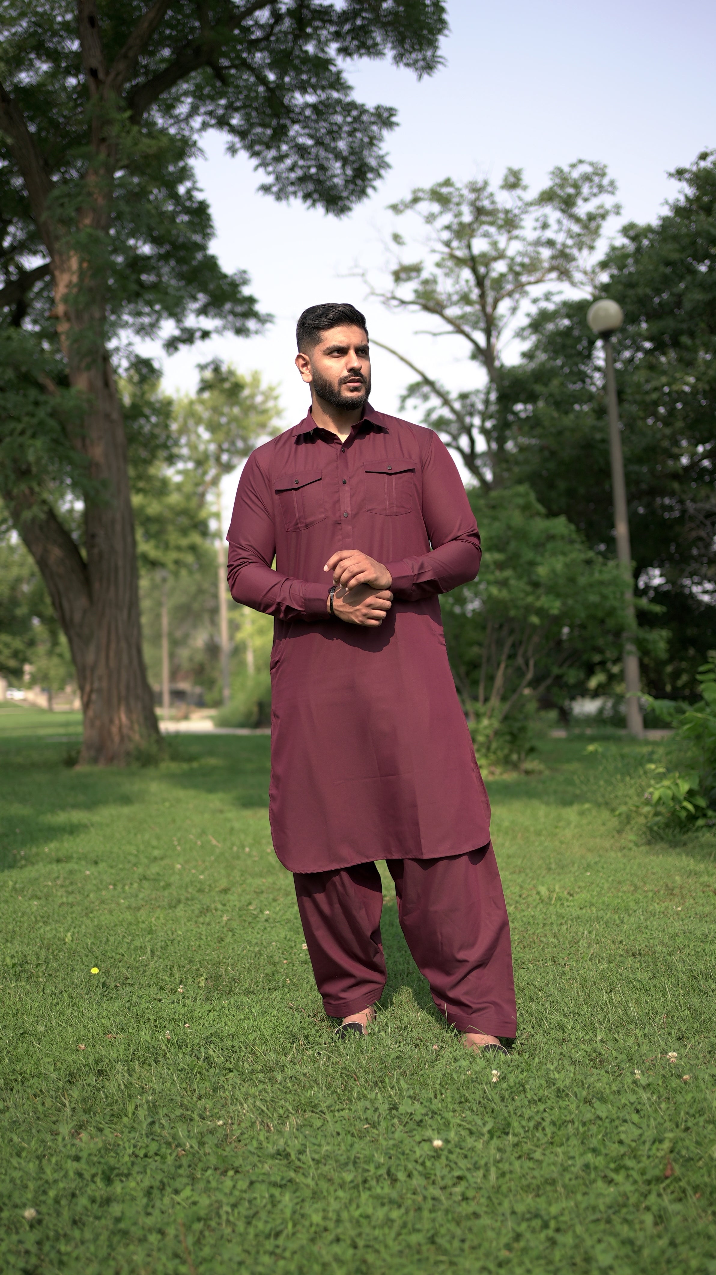 Maroon Pathani Kurta Set