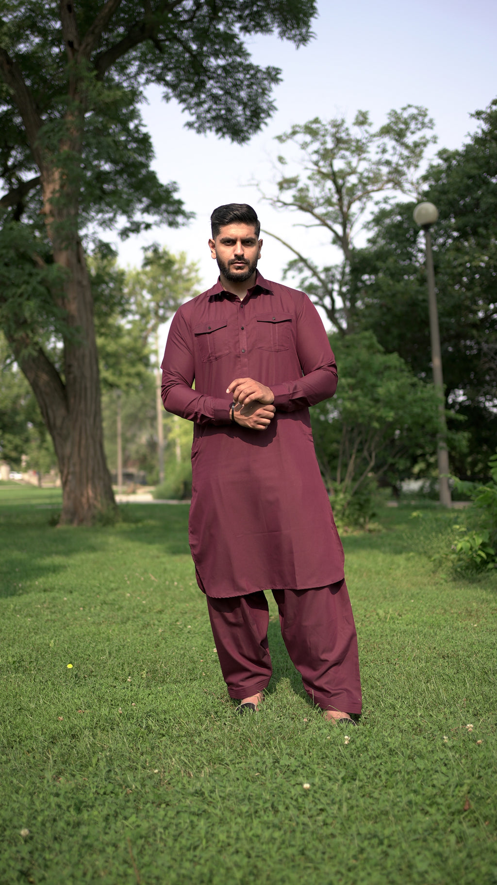 Maroon Pathani Kurta Set