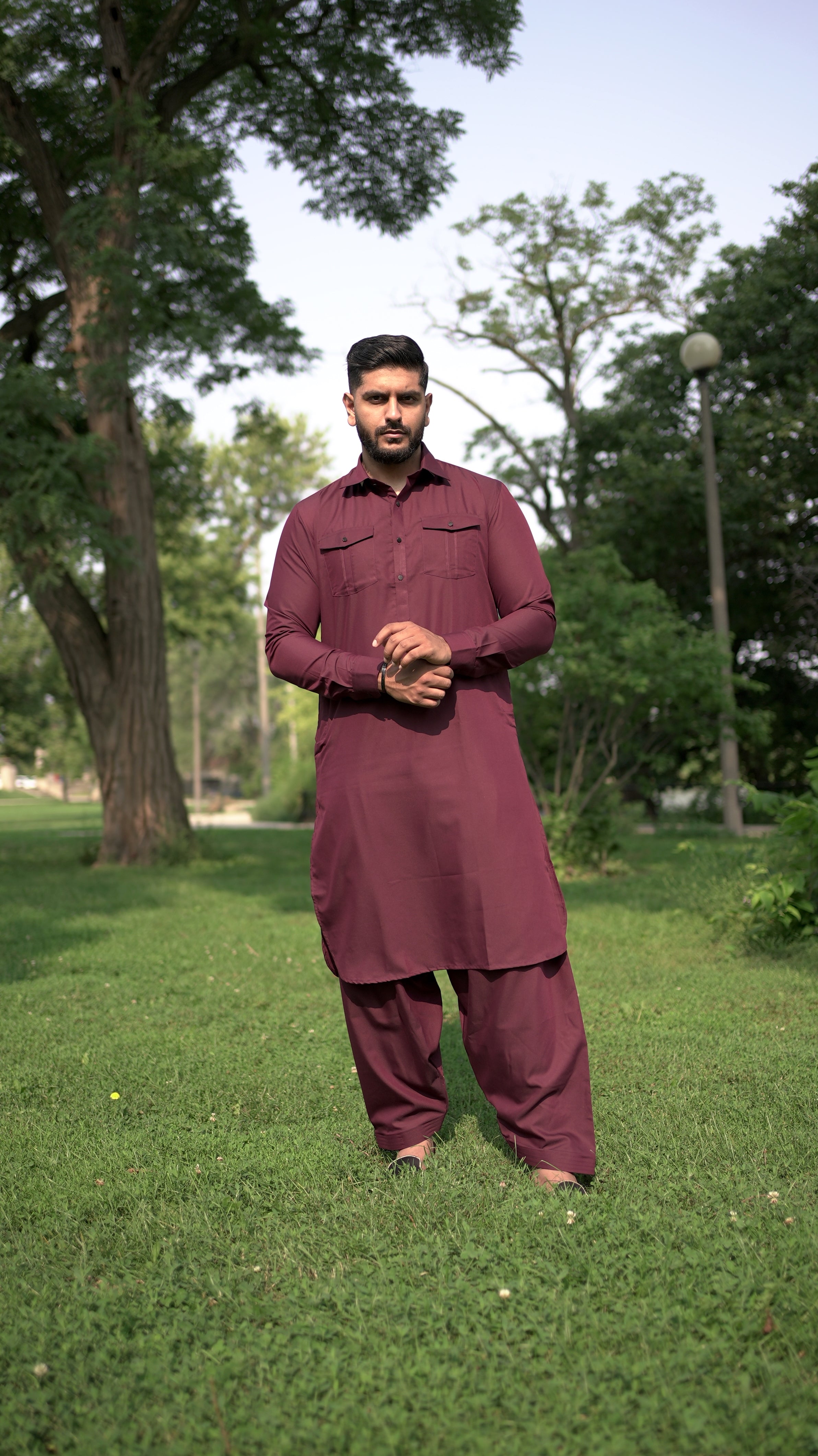 Maroon Pathani Kurta Set