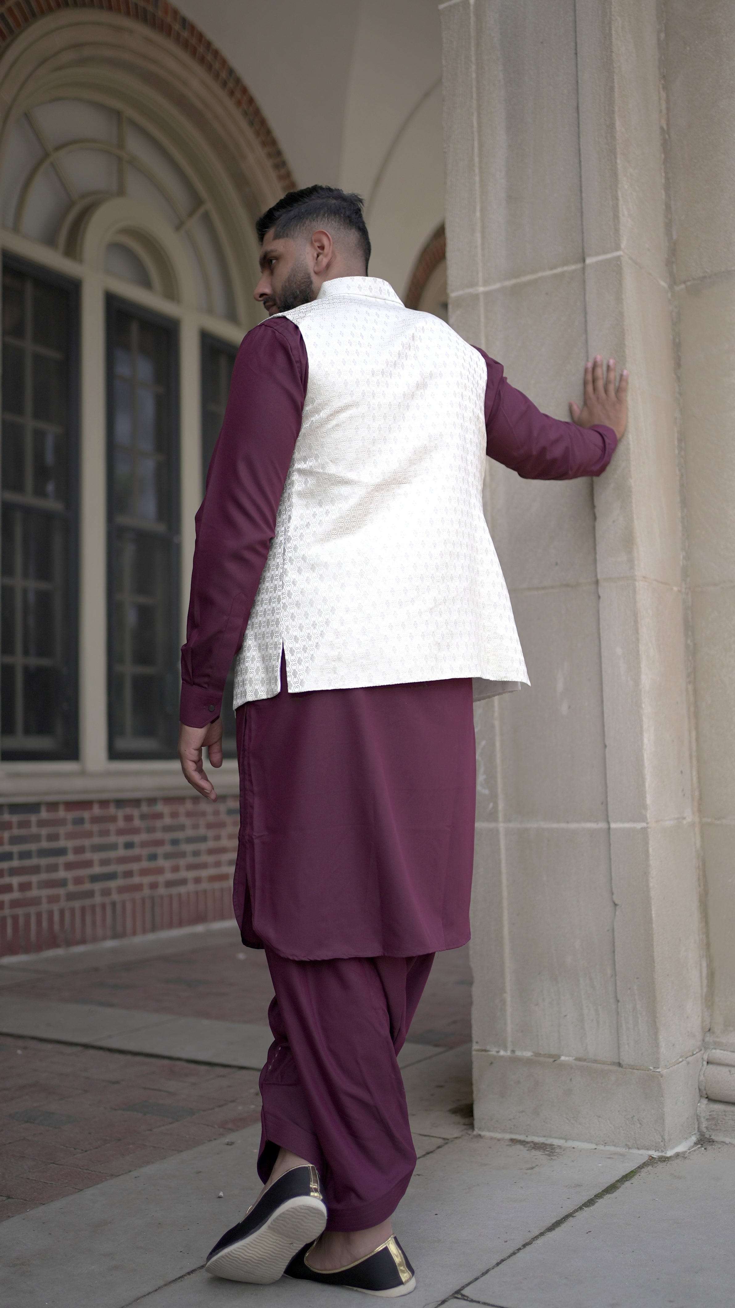 White Vest and Pathani Kurta Set