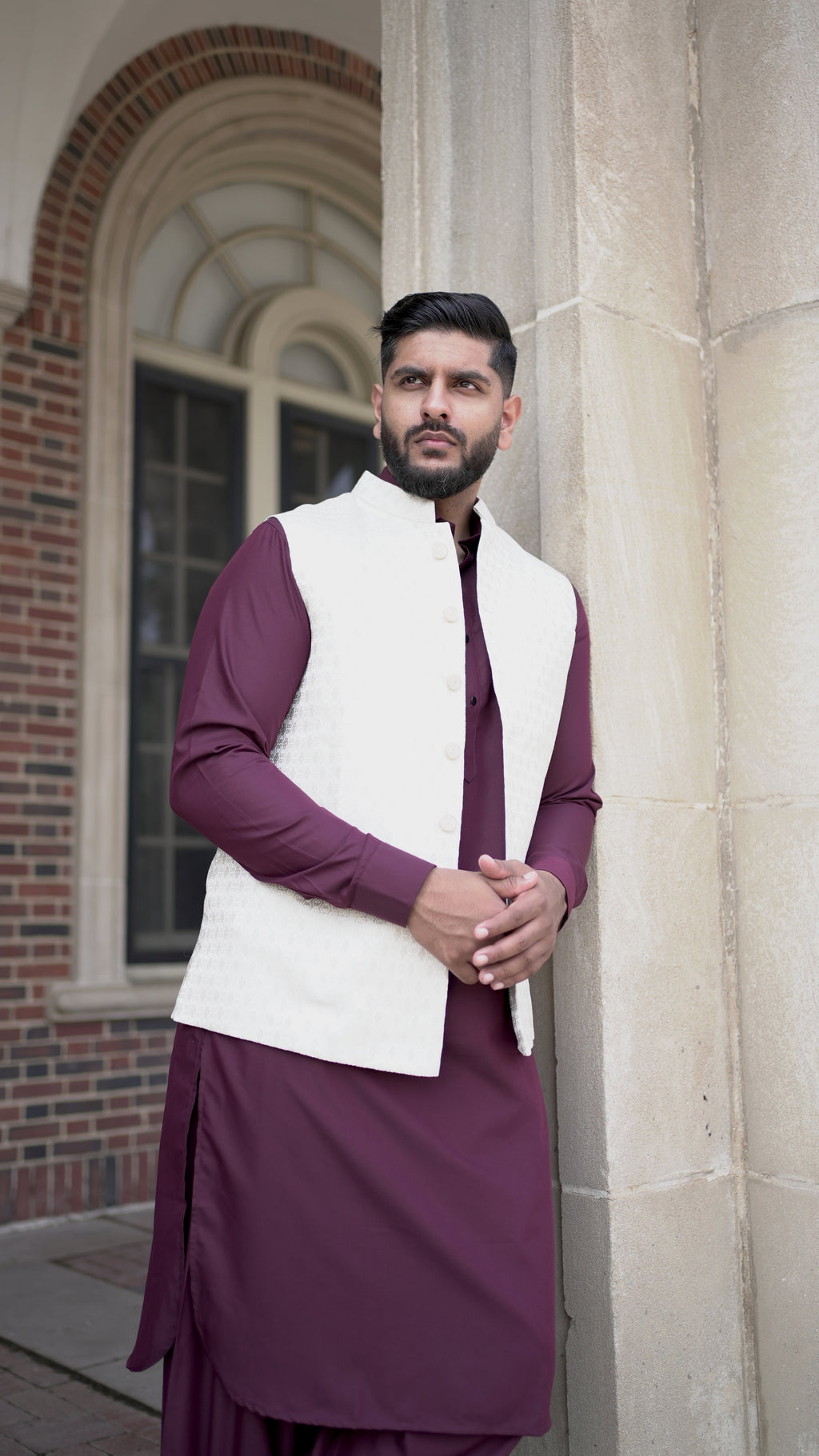 White Vest and Pathani Kurta Set